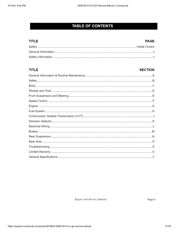 EZGO ST Shuttle 4/6 Golf Car Service Manual PDF | 2009-2013
