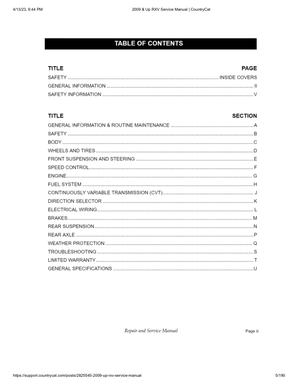 EZGO RXV Golf Car Rxv Freedom Rxv Shuttle 2+2 Service Manual PDF | 2009-2013