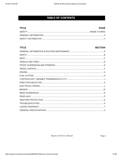EZGO RXV Golf Car Rxv Freedom Rxv Shuttle 2+2 Service Manual PDF | 2009-2013