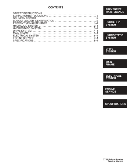Bobcat 7753 Skid Steer Loader Service Manual PDF
