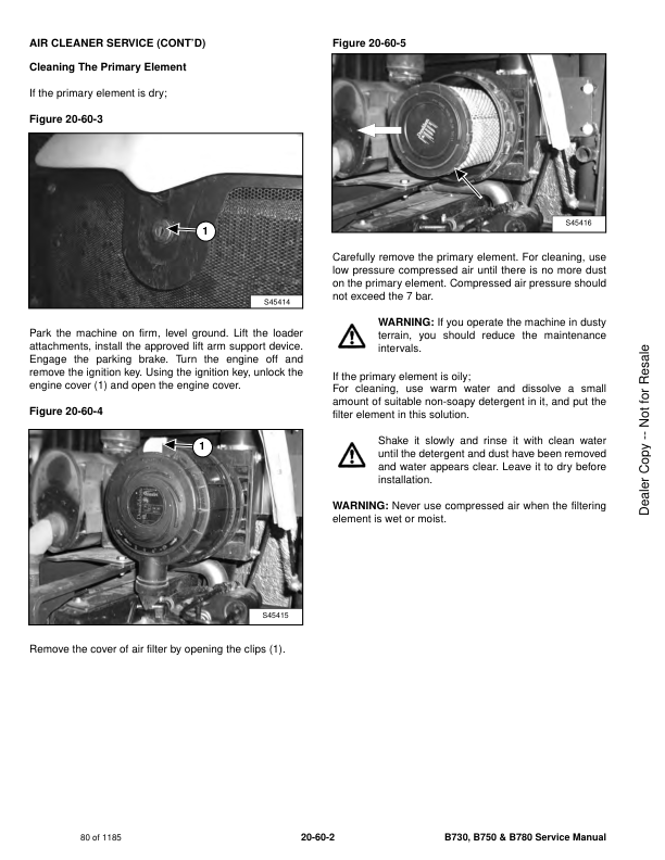 Manual de servicio de retroexcavadora Bobcat B730 B750 B780