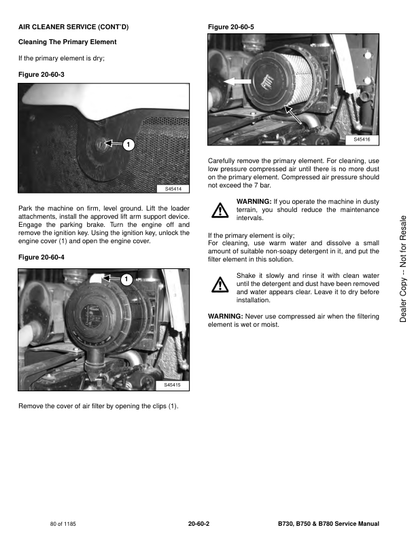 Manual de servicio de retroexcavadora Bobcat B730 B750 B780