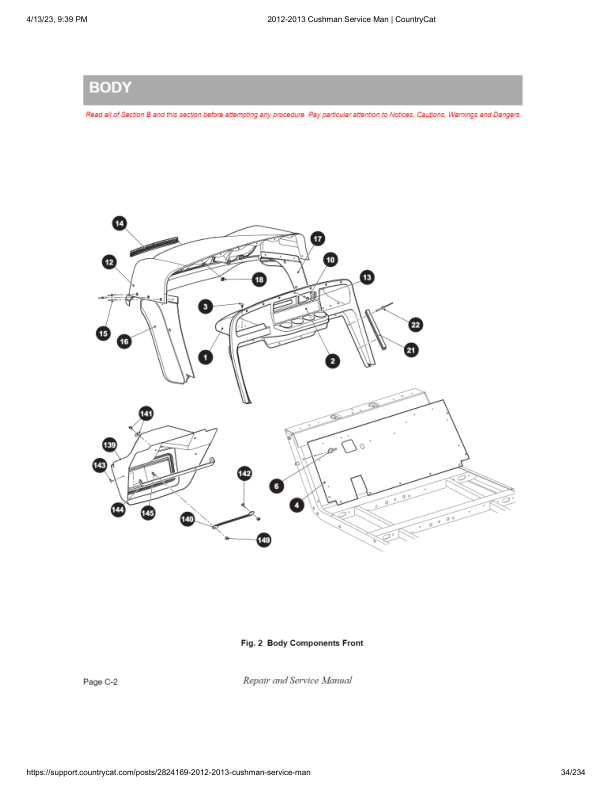 Cushman Shuttle Refresher 2000 Golf Cart Service Manual PDF | 2012-2013
