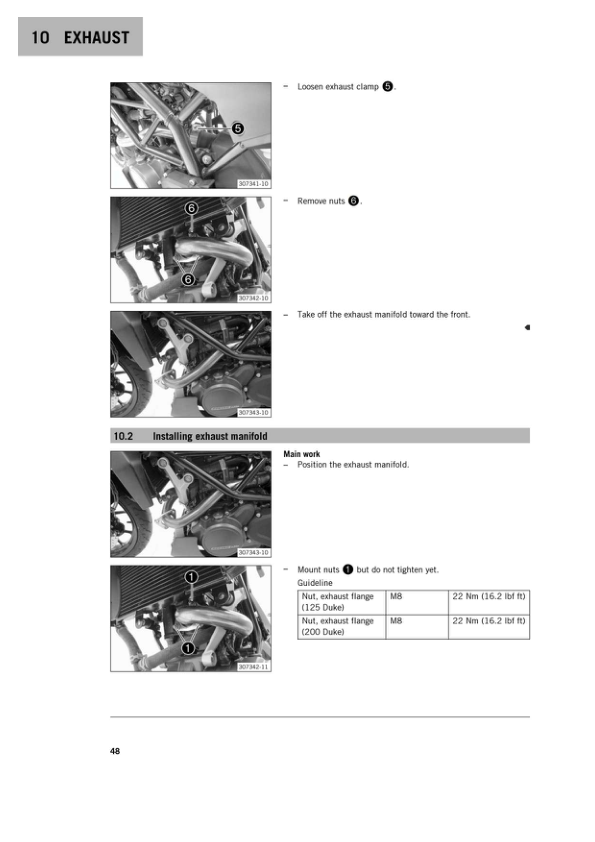 Manual de servicio de la motocicleta KTM 125 200 Duke | 2016-2020