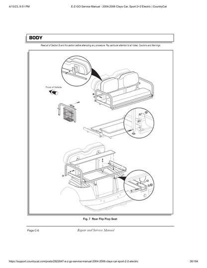 Manual de servicio de carrito de golf eléctrico EZGO Sport 2+2 | 2004-2006