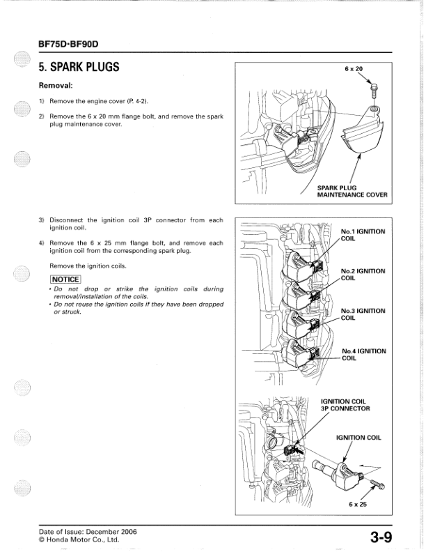 Manuel d’entretien des moteurs hors-bord Honda BF75D BF90D PDF | 2006-2011