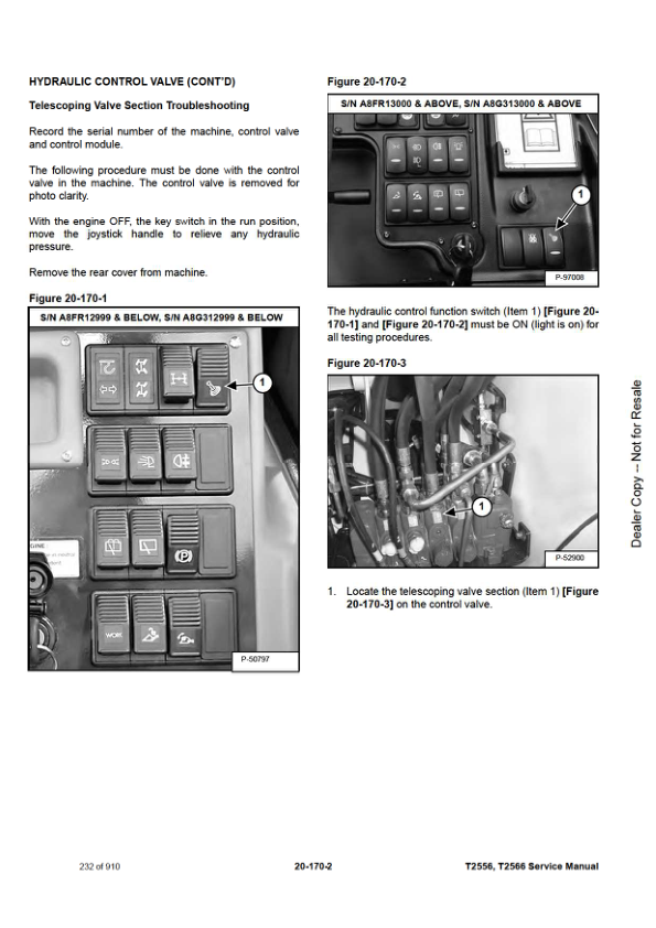 Bobcat T2556 2566 Telescopic Handler Service Manual PDF