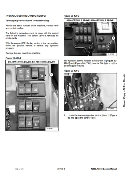 Bobcat T2556 2566 Telescopic Handler Service Manual PDF