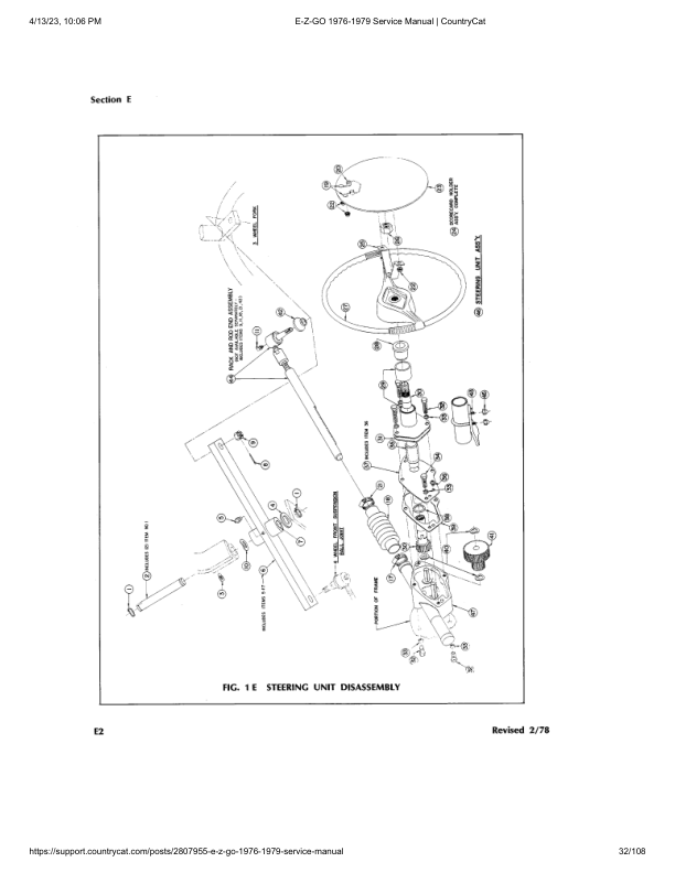 EZGO GX-444 Gas Golf Car Service Manual PDF | 1976-1979